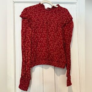 Free people Red Floral Long-Sleeve Top